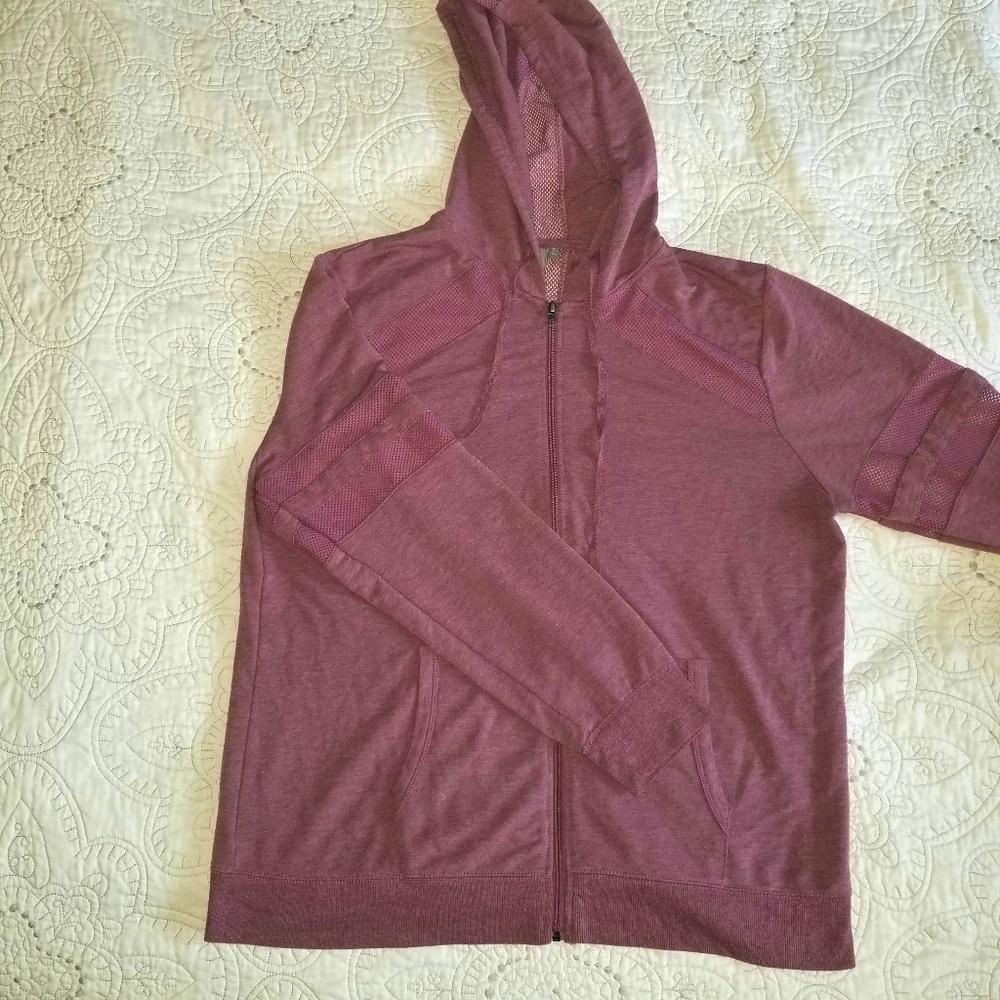mesh detail full zip hoodie sweatshirt
